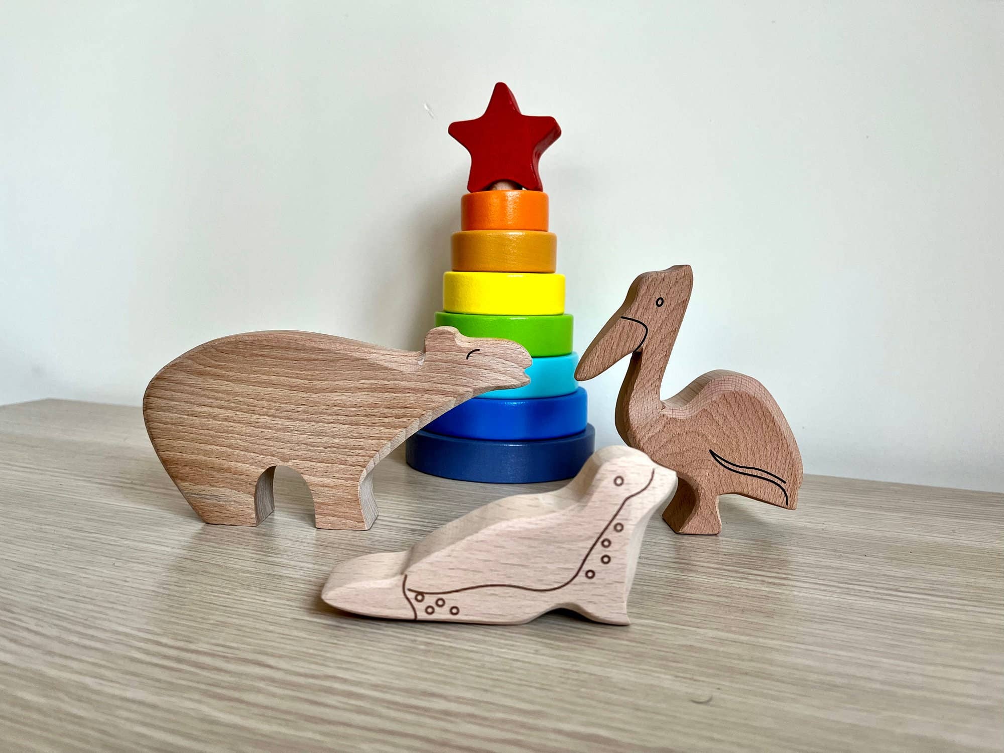 7-teiliges Holzspielzeug-Set, Meerestier-Figuren