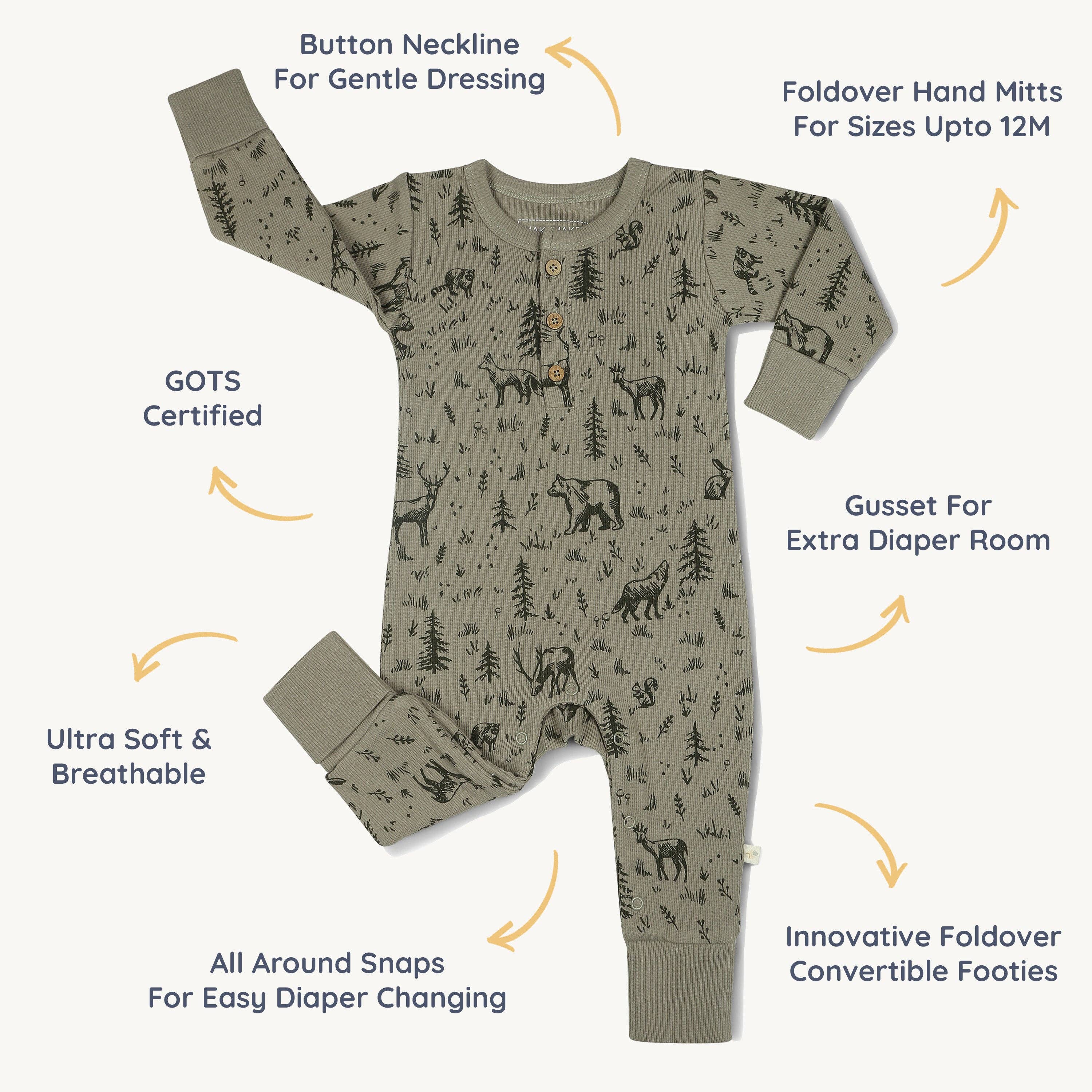 Tutina organica con bottoni - Forest Folk