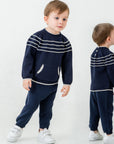 Strick Kinder Set mit Kängurutasche Oberteil & Hose