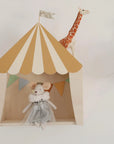 Handgefertigte Kinderzimmer Zirkus Wandregal in Creme & Senf