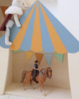 Zirkus Wandregal aus Holz dunkelblau & bernstein
