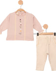 2-teiliges Baby-Set für Mädchen – Vertikal besticktes Blumenmuster