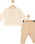 2-teiliges Baby-Set für Mädchen – Vertikal besticktes Blumenmuster