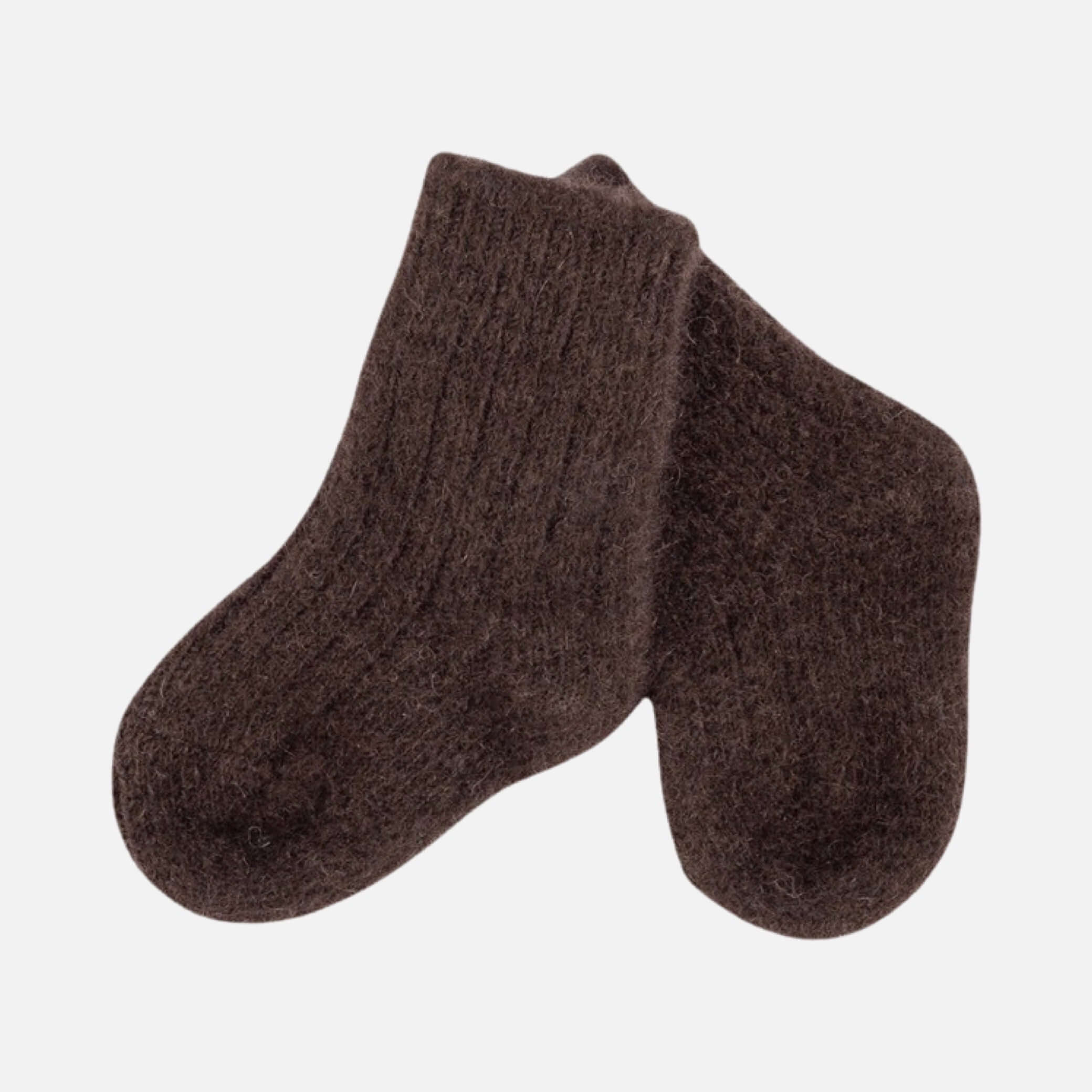 Baby Socken aus Yakwolle in Schokoladenbraune