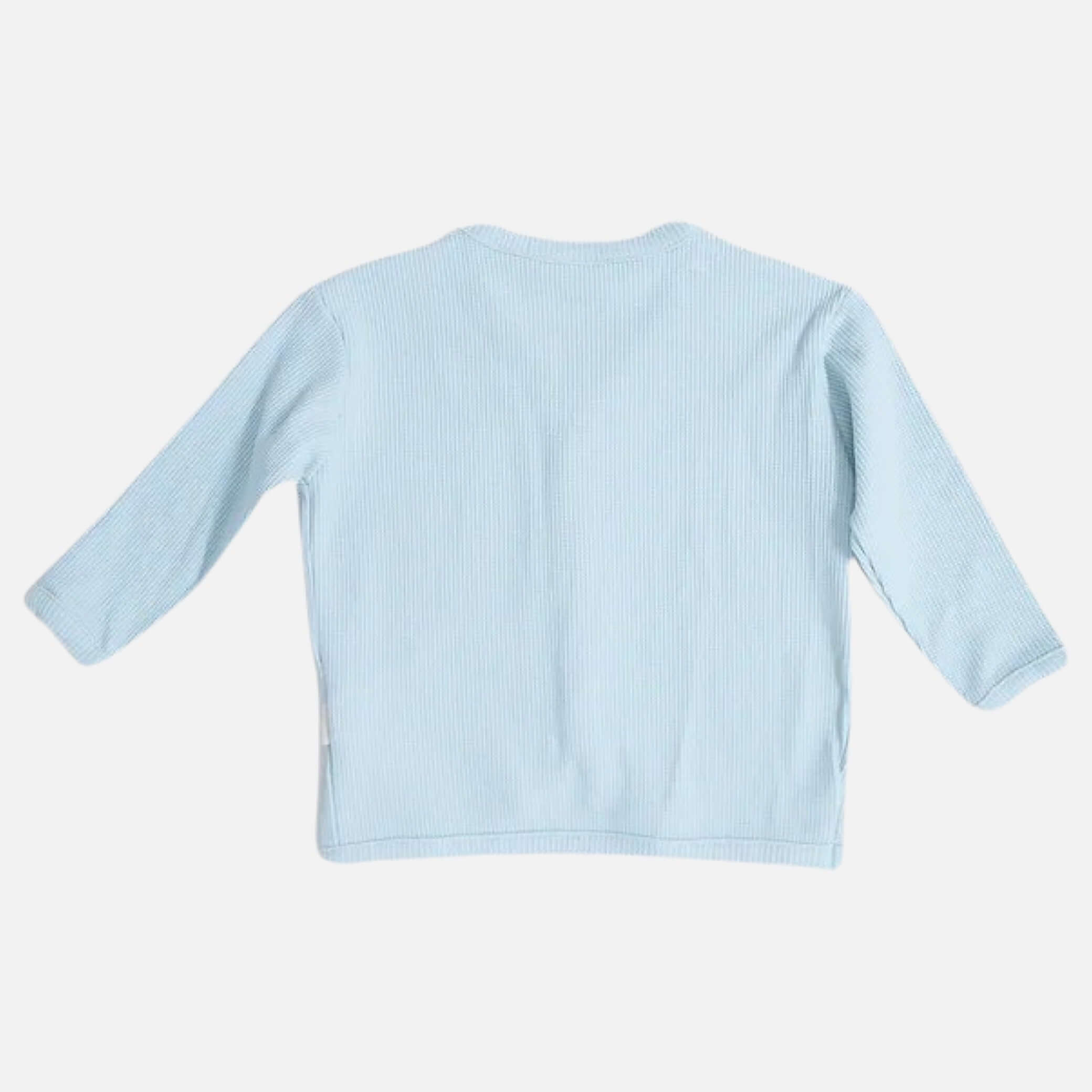 Cardigan in cotone waffle naturale - Azzurro