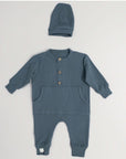 2 teiliges Babyset - Natural Overall und Mütze in Petrol