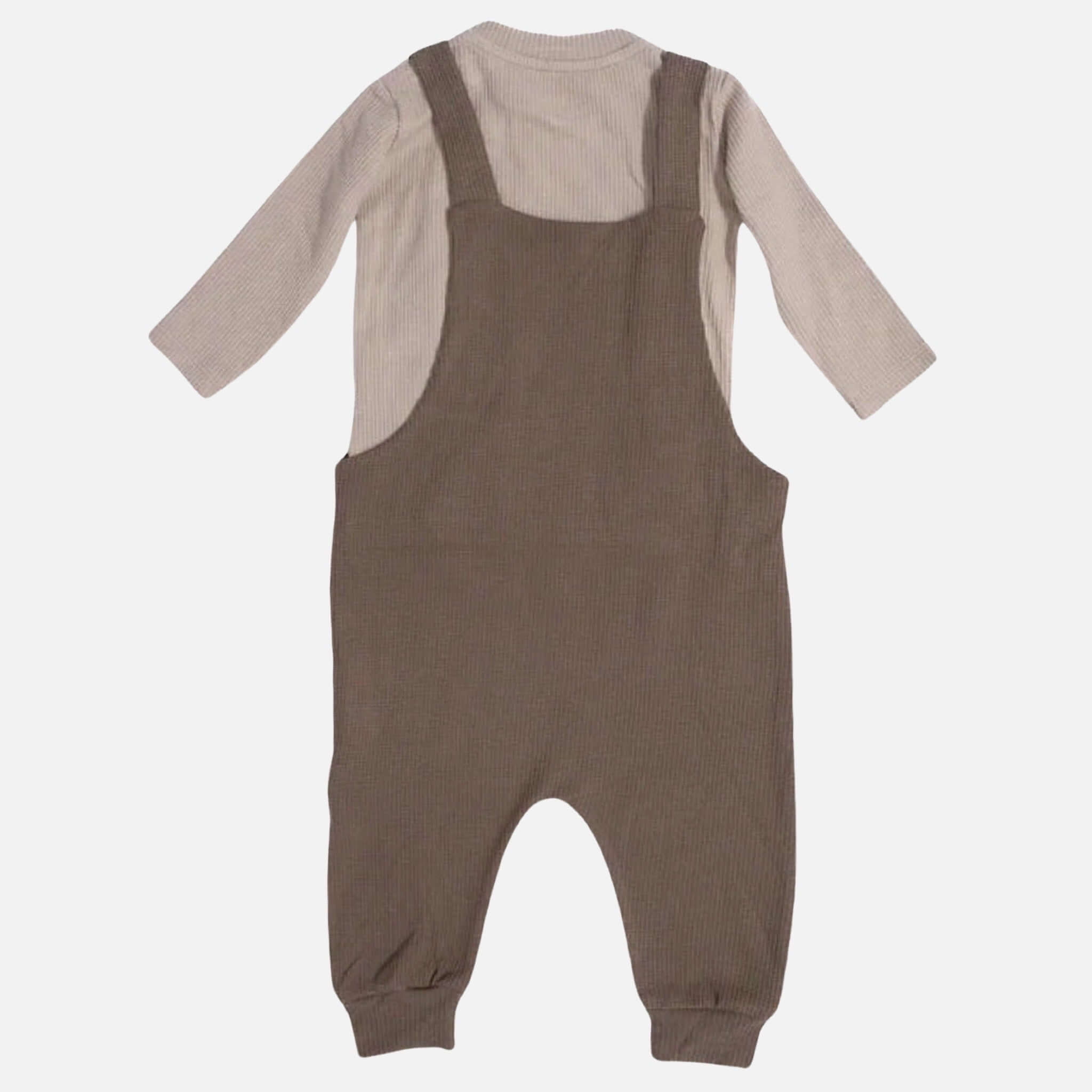 Natural Waffle Overall + Pullover - Braun