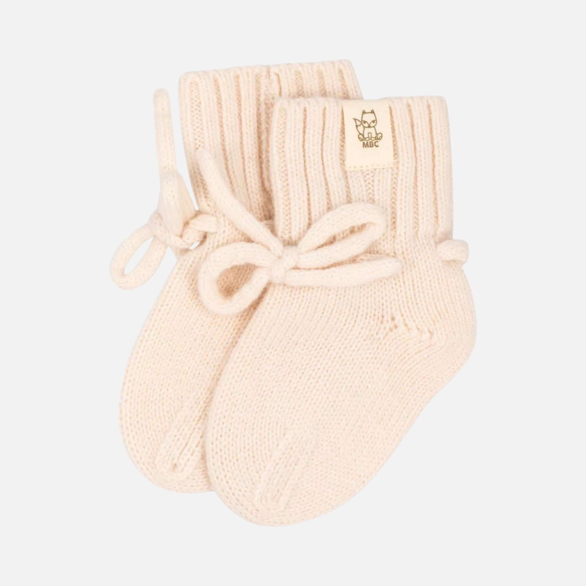 Hausschuhe aus Merinowolle für Babys- Creme