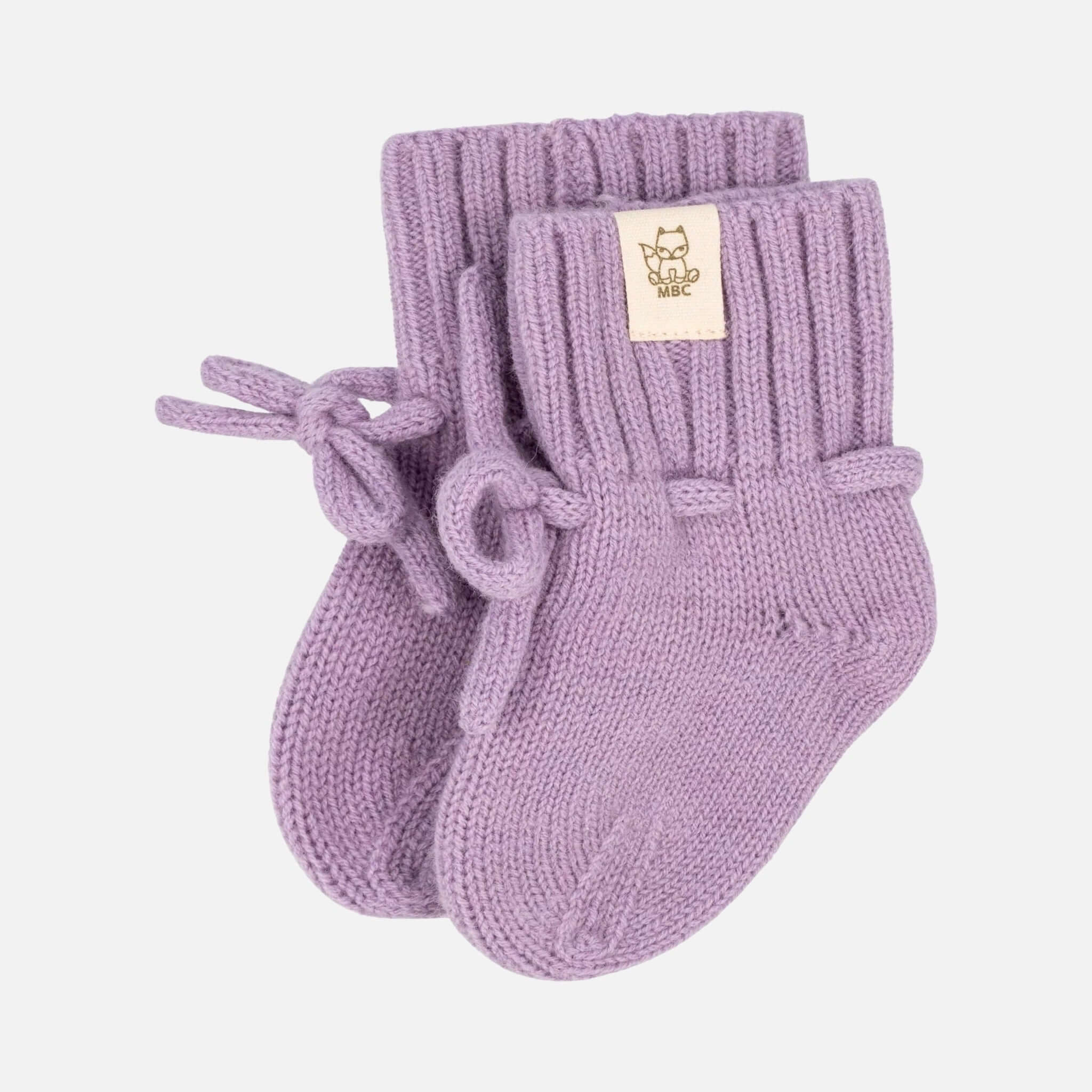 Hausschuhe aus Merinowolle für Babys in Lavendel