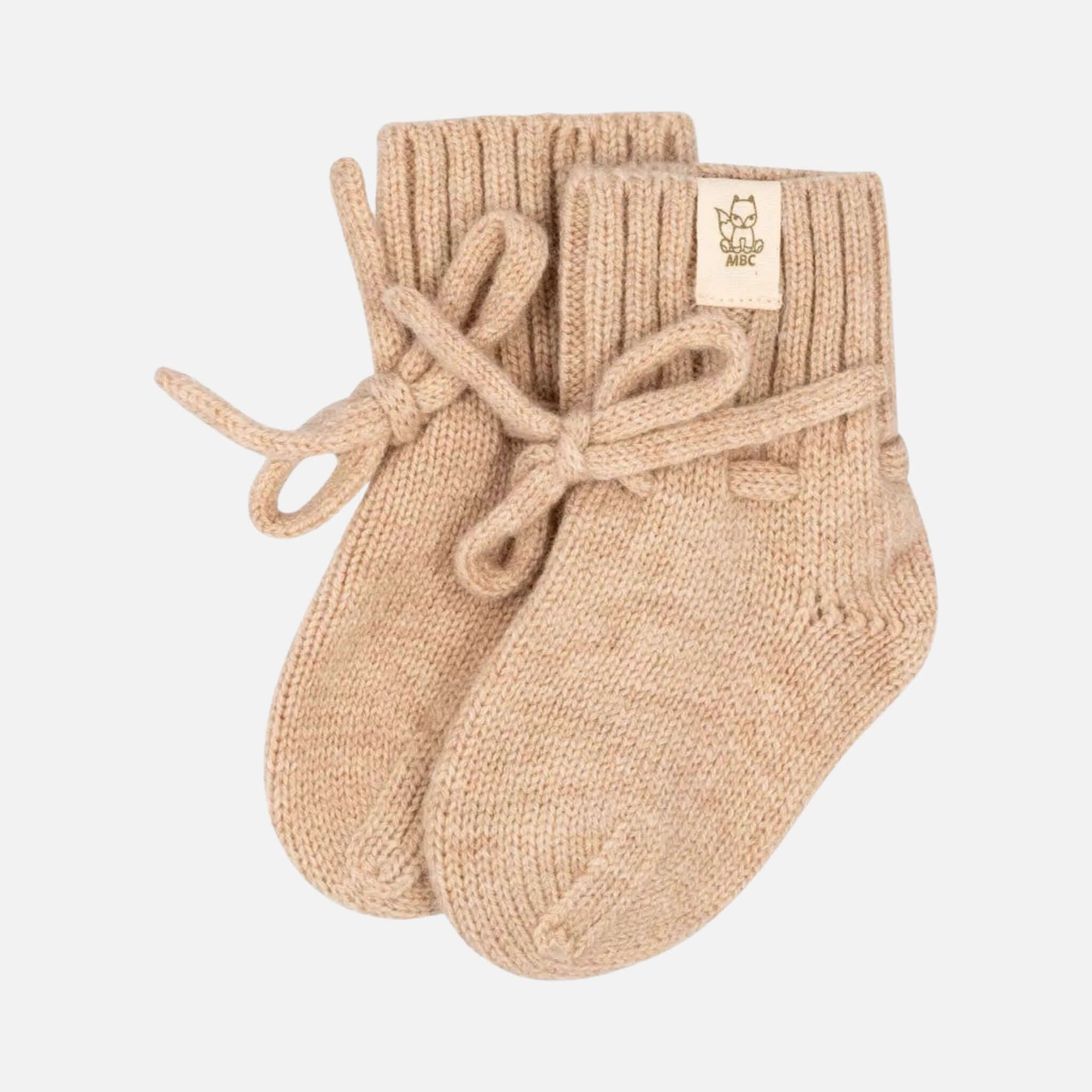 Baby-Hausschuhe aus Merinowolle in Beige