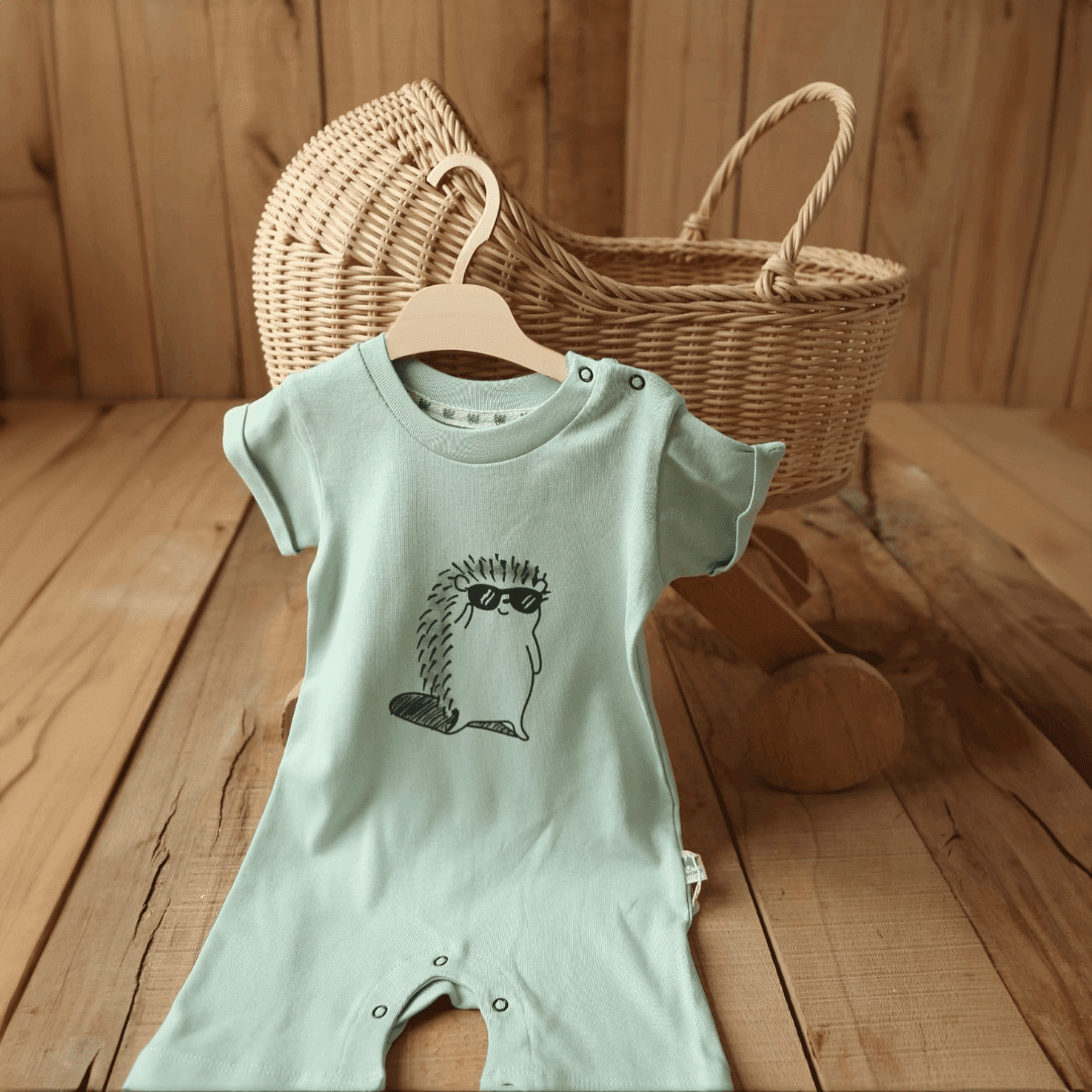 Strampler aus Baumwolle - Grün - Cheeky Nomads