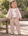 3-teiliges Baby-Set mit Steppweste, Shirt & Blumenhose