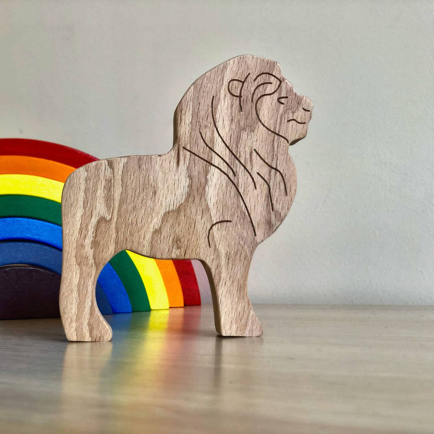 6-piece set of handmade Wooden Animals Safari