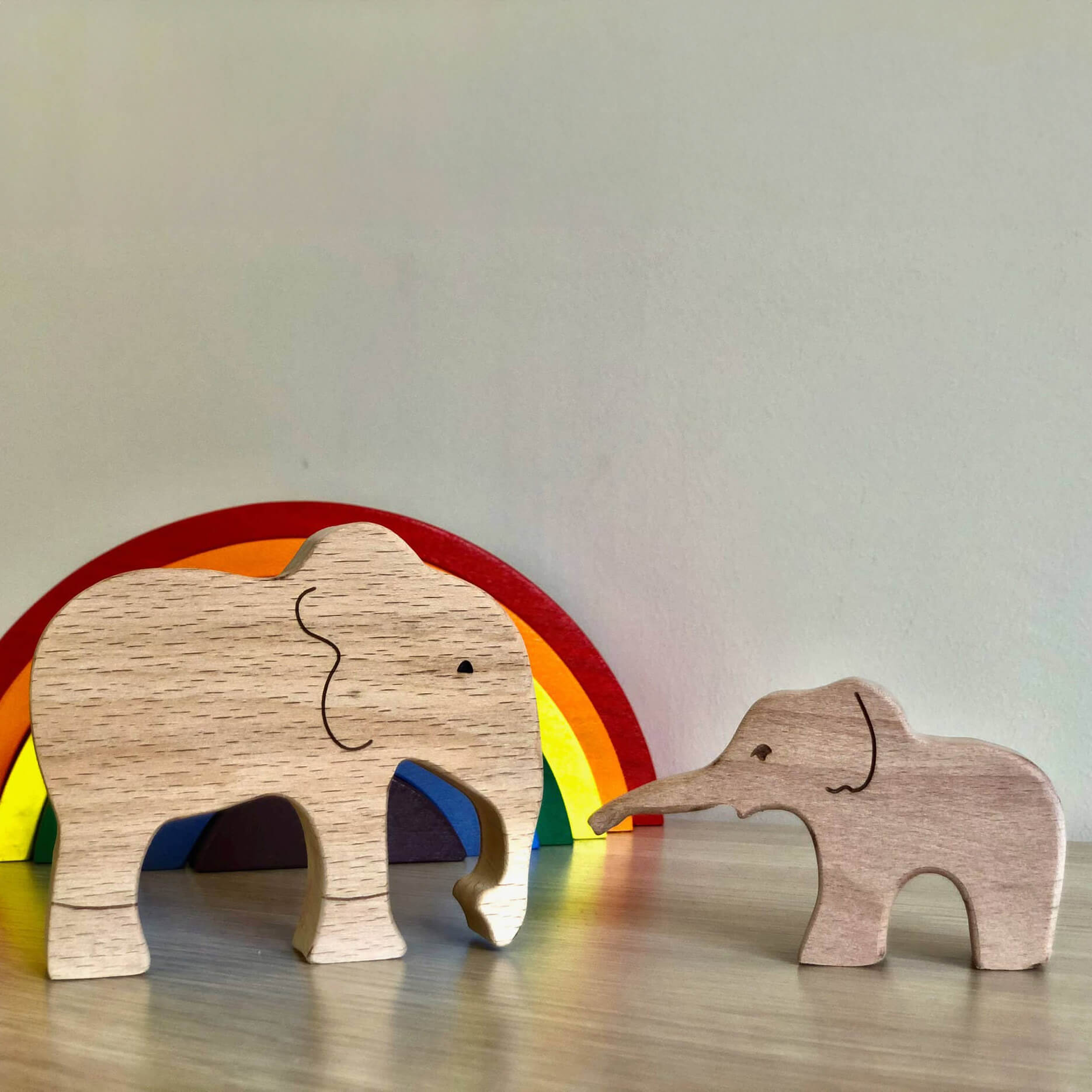 6-piece set of handmade Wooden Animals Safari