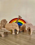 6-piece set of handmade Wooden Animals Safari