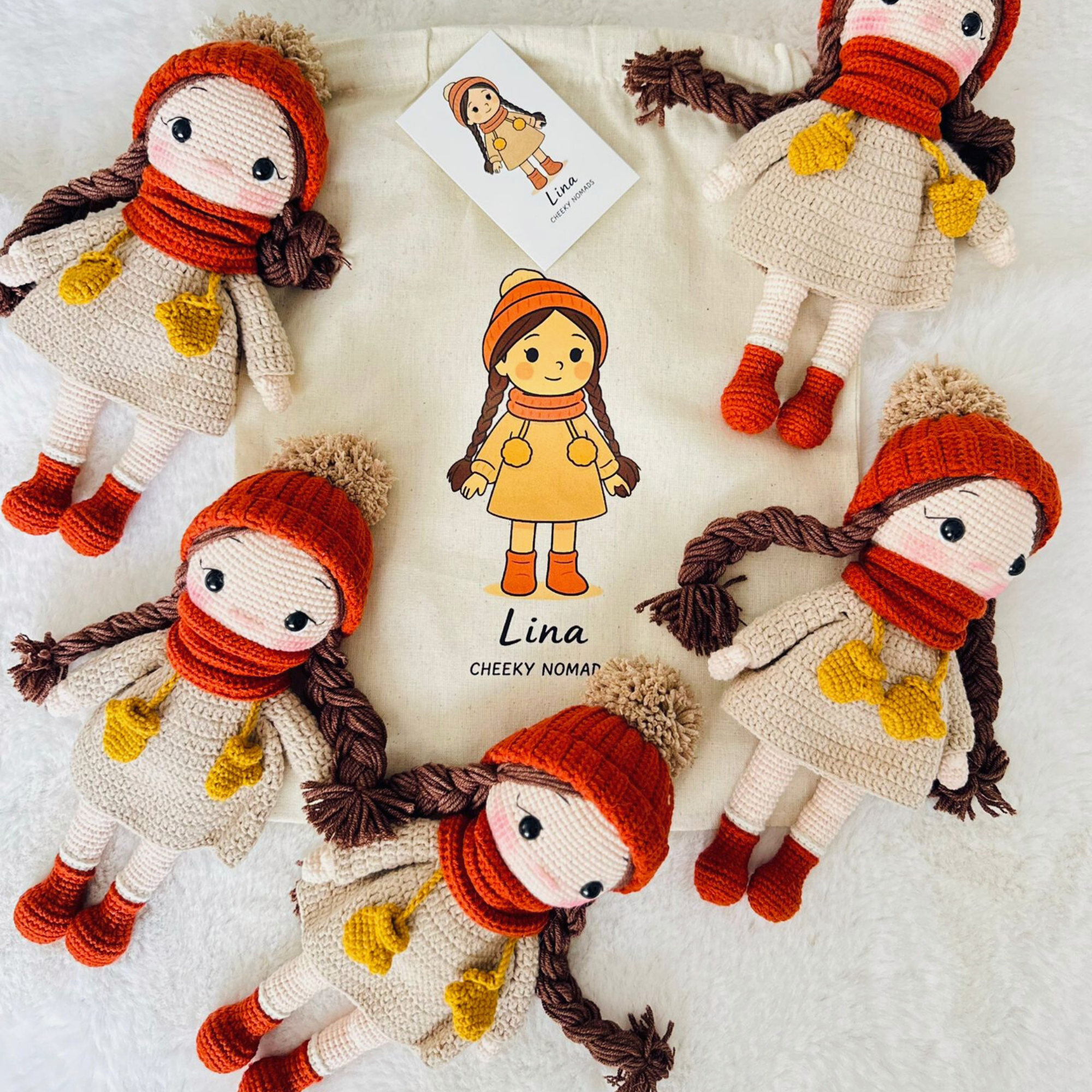 Lina handgemachte Amigurumi Freundin Bio-Häkelpuppe