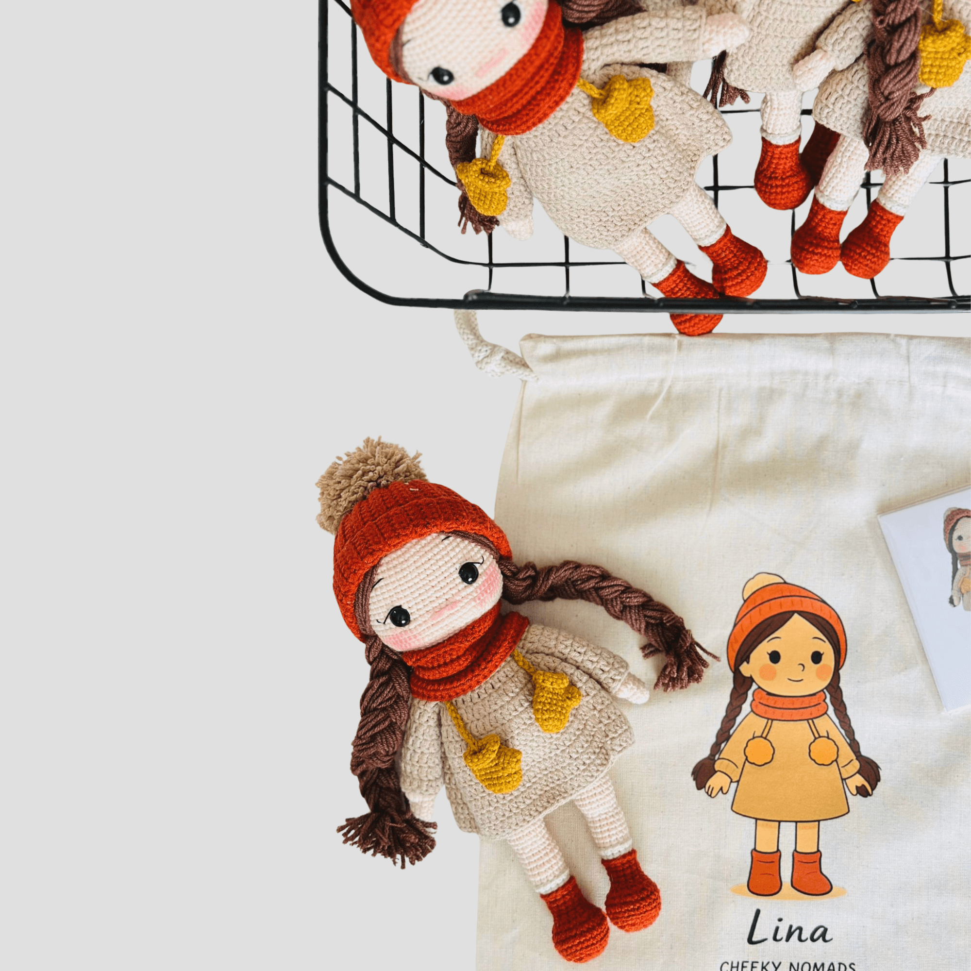 Lina handgemachte Amigurumi Freundin Bio-Häkelpuppe