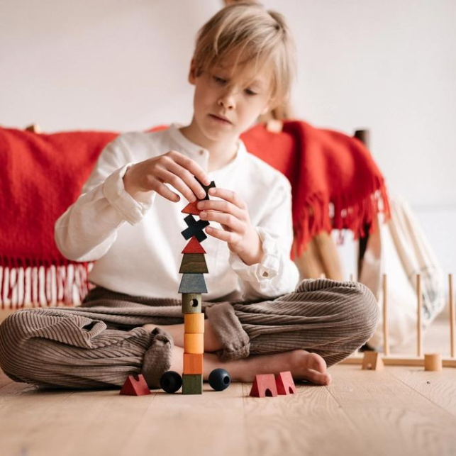 Montessori toy - Shapes plug-in game Rainbow