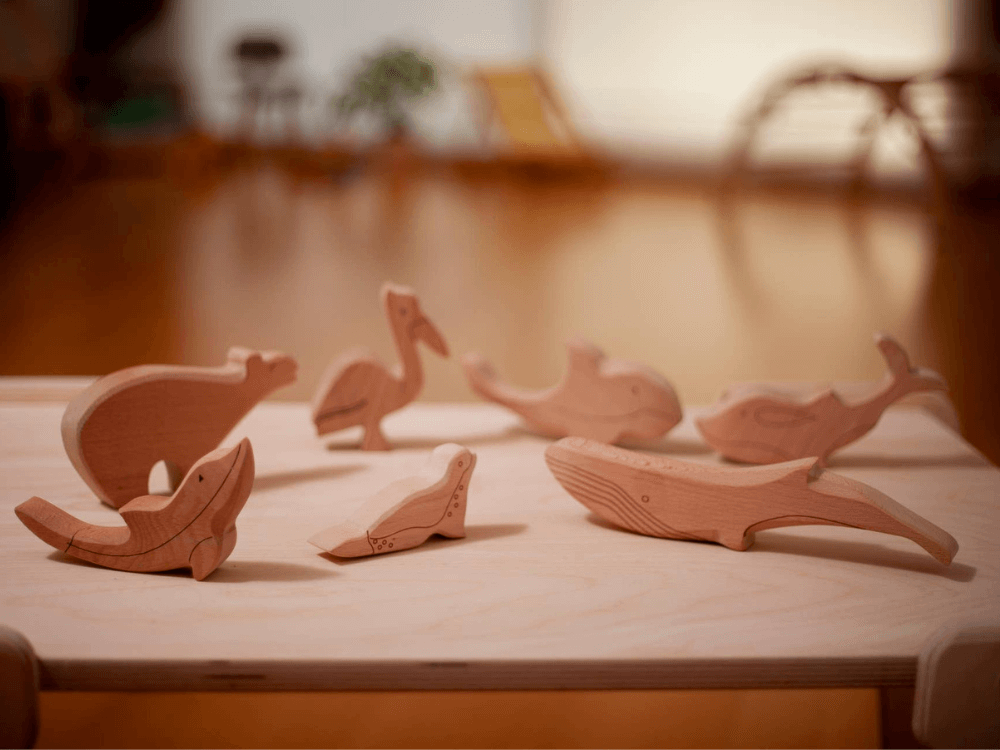7-teiliges Holzspielzeug-Set, Meerestier-Figuren