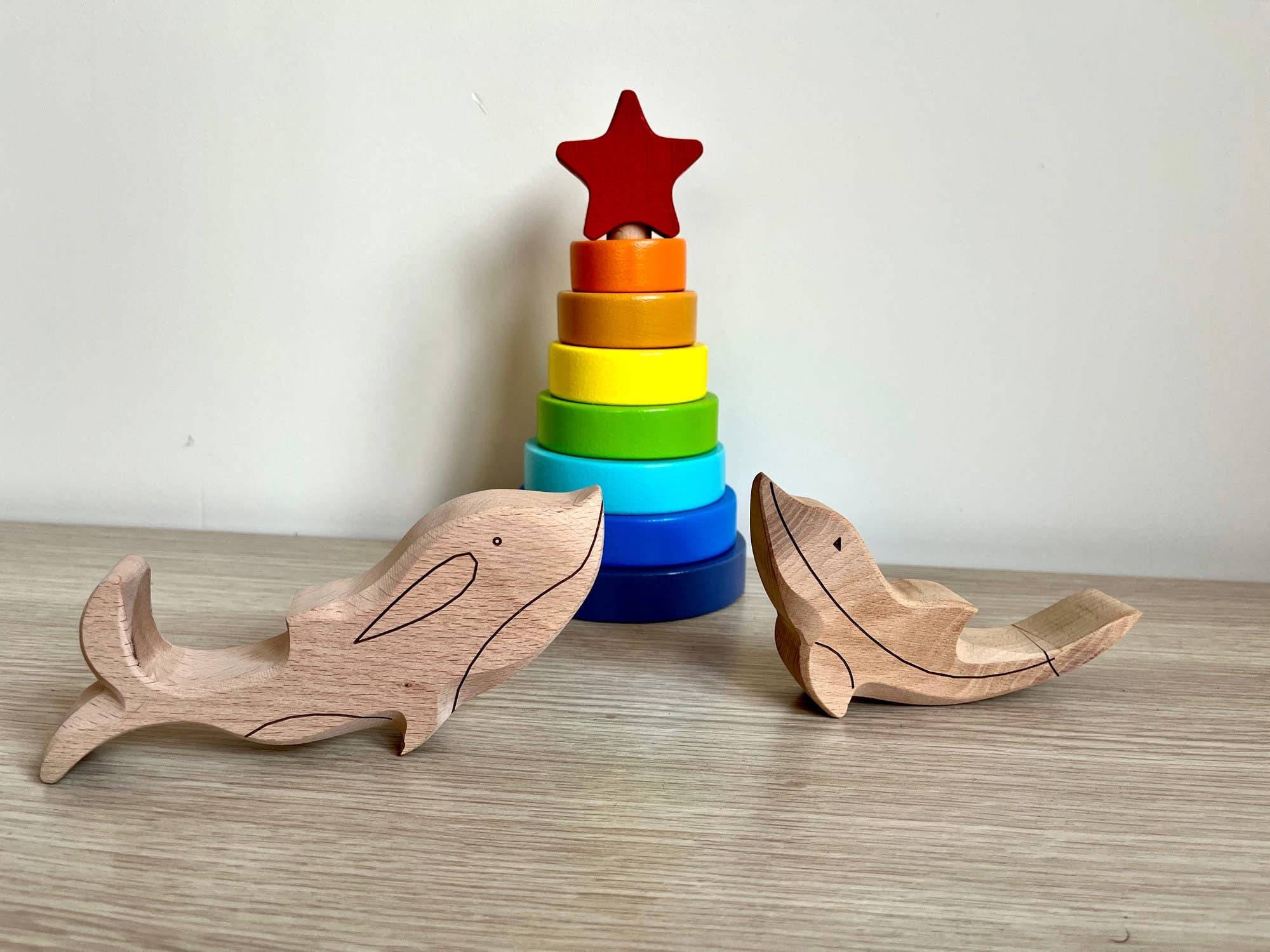 7-teiliges Holzspielzeug-Set, Meerestier-Figuren