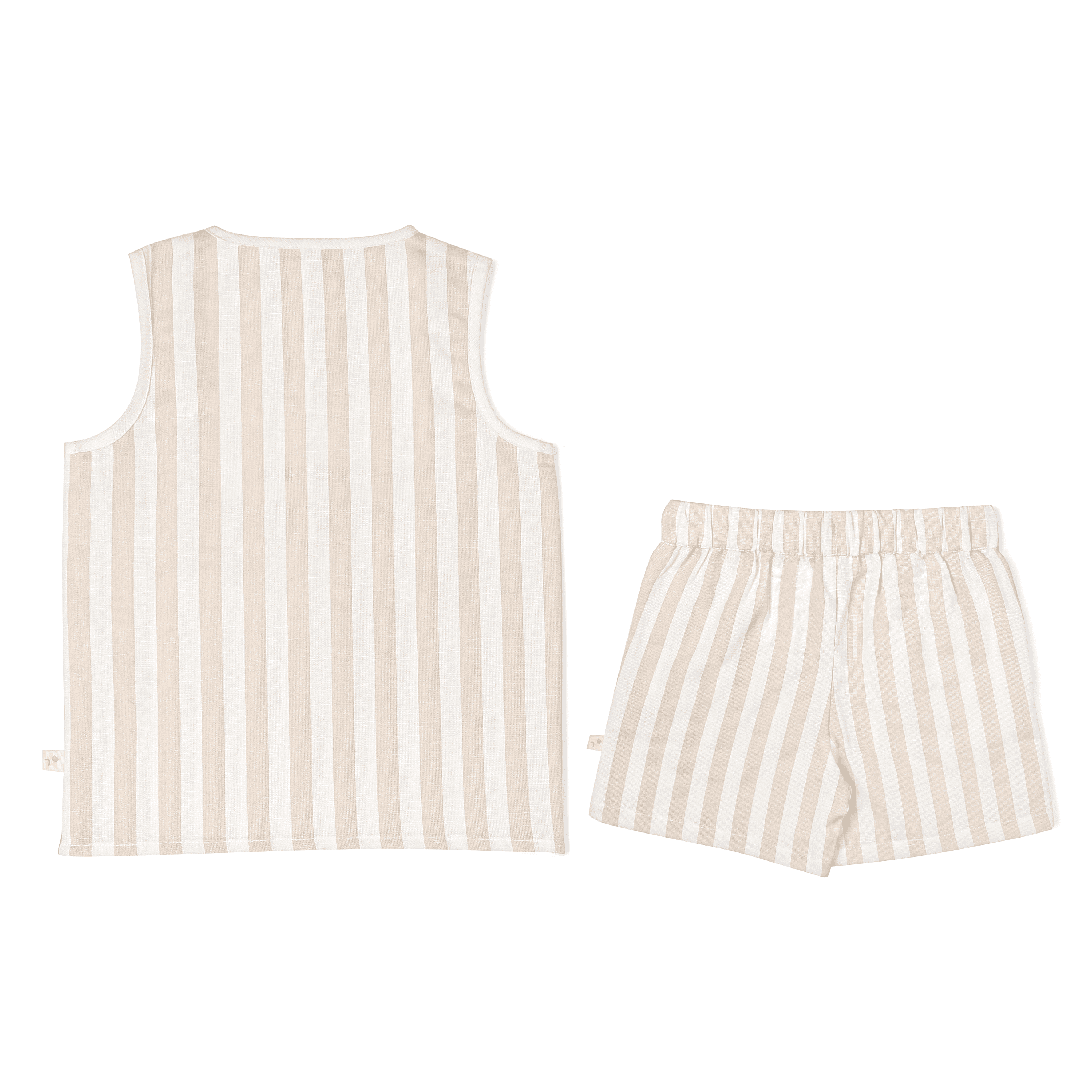 Ensemble débardeur et short en coton bio -Beige Stripes