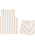 Ensemble débardeur et short en coton bio -Beige Stripes