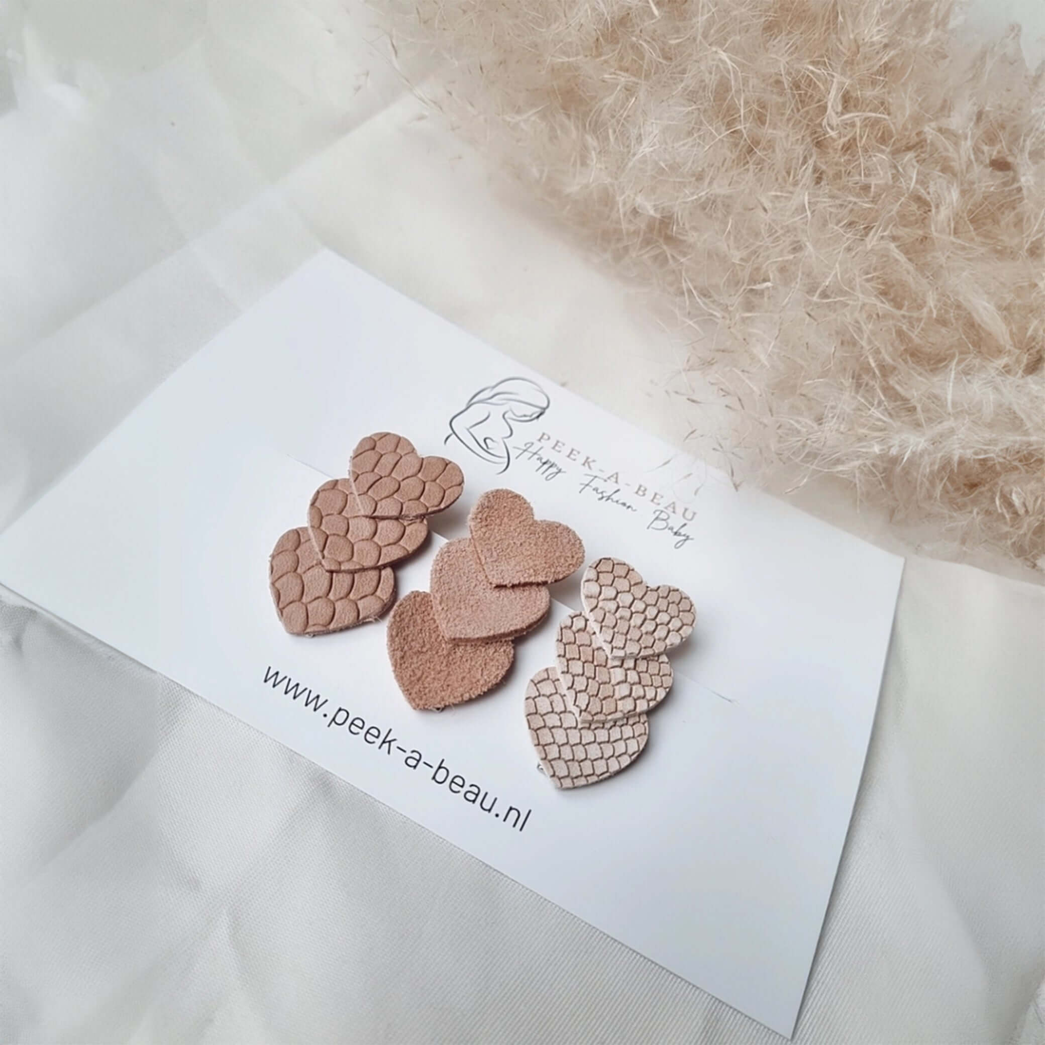 Set di forcine in pelle di Beau - rosa antico