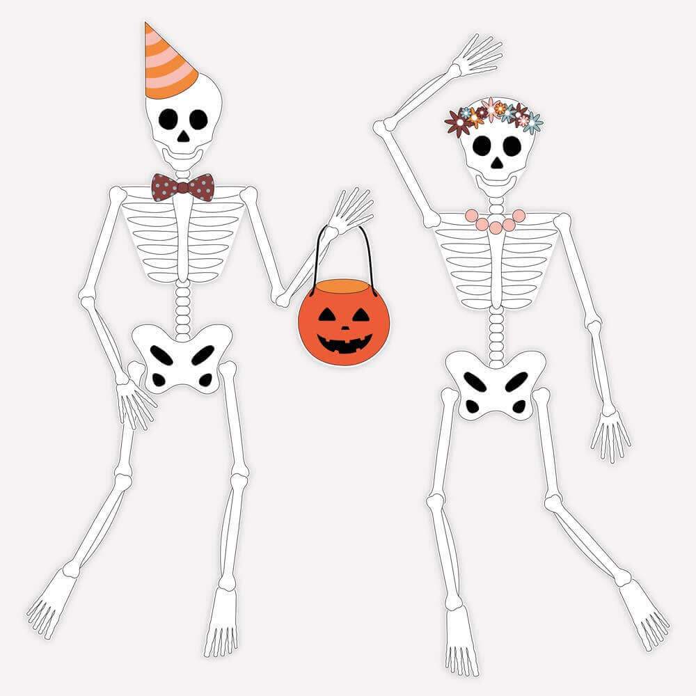 2 PapierSKELETT  Set zur Dekoration Für Halloween