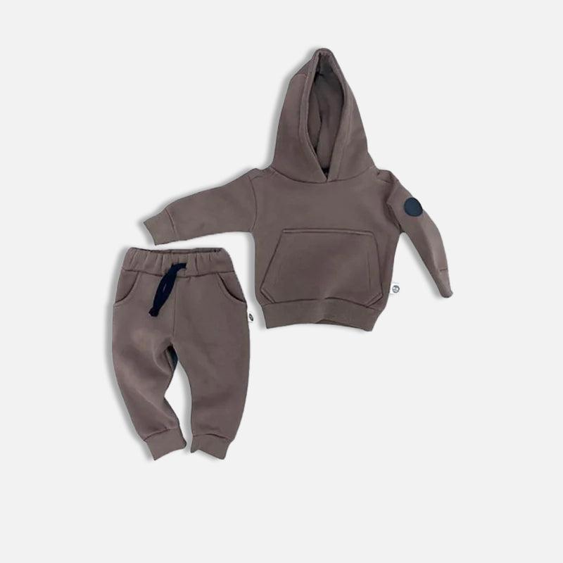 3-Thread-Fleece Trainingsanzug in Braun  für Kinder