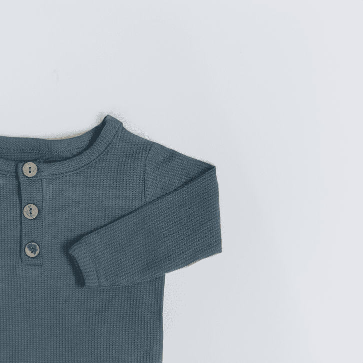 3-teiliges Set Natural Waffle Oberteil in Petrol