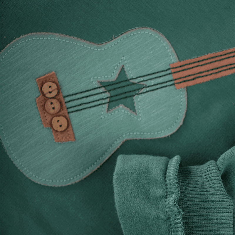 Guitar Embroiderd Sweatshirt - Grün - Cheeky Nomads