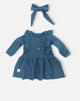 Natural Waffle Kleid mit Stirnband - Petrol - Cheeky Nomads