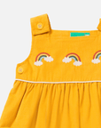 Embroidered Rainbow Corduroy Pinny Kleid - Cheeky Nomads