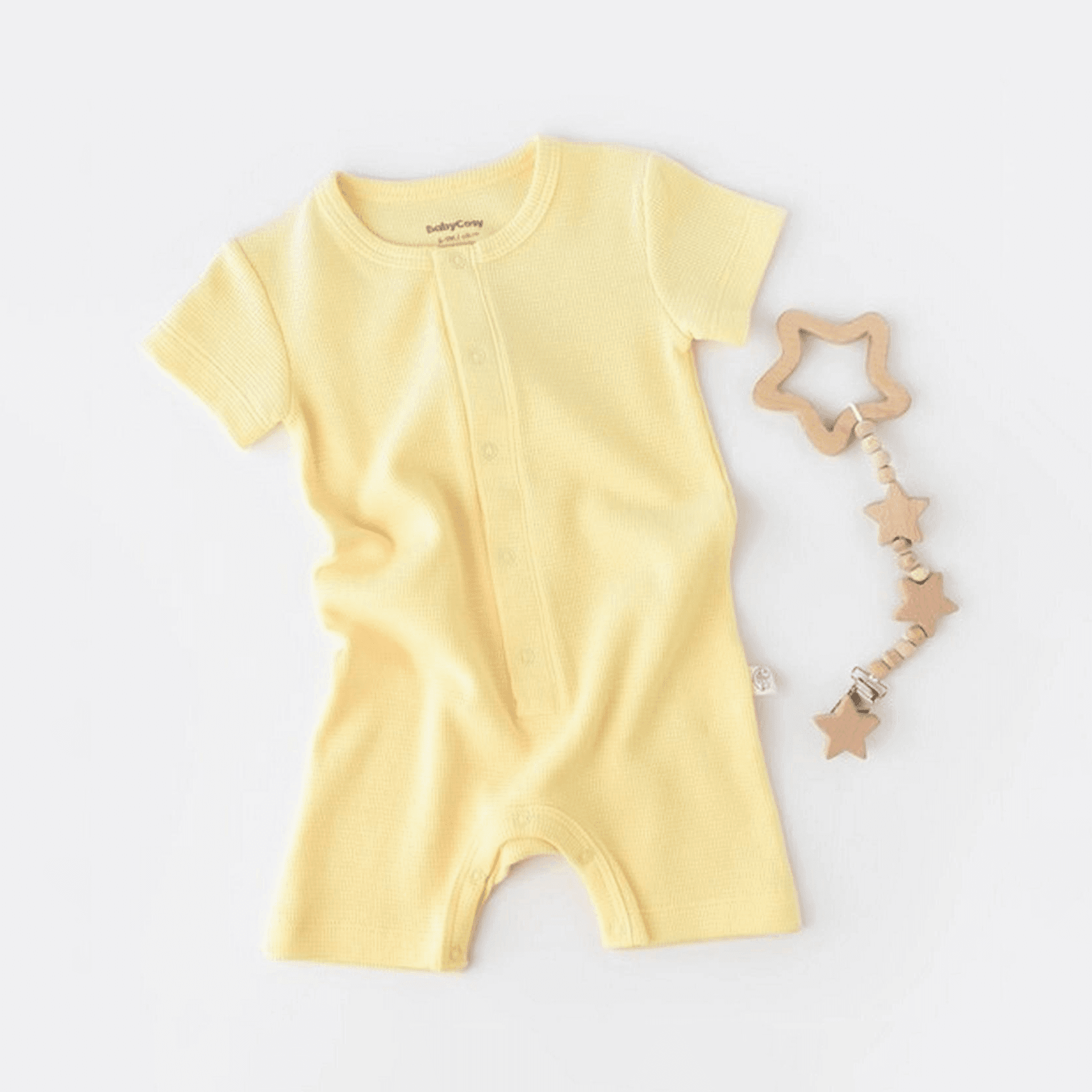 Kurzarm-Strampler aus Bio-Baumwolle - Gelb - Cheeky Nomads