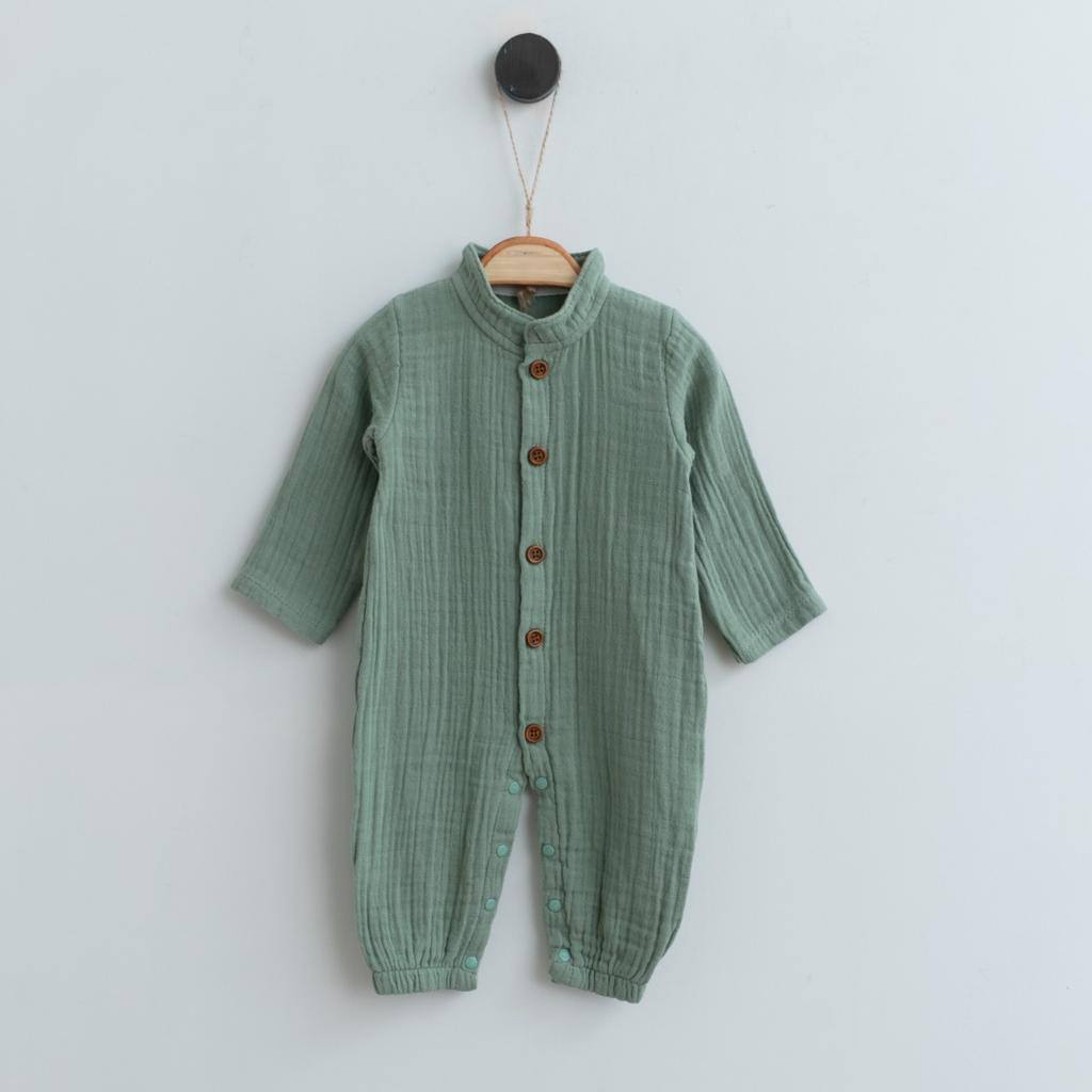 Baby Musselin Overall 100% Baumwolle in Grün