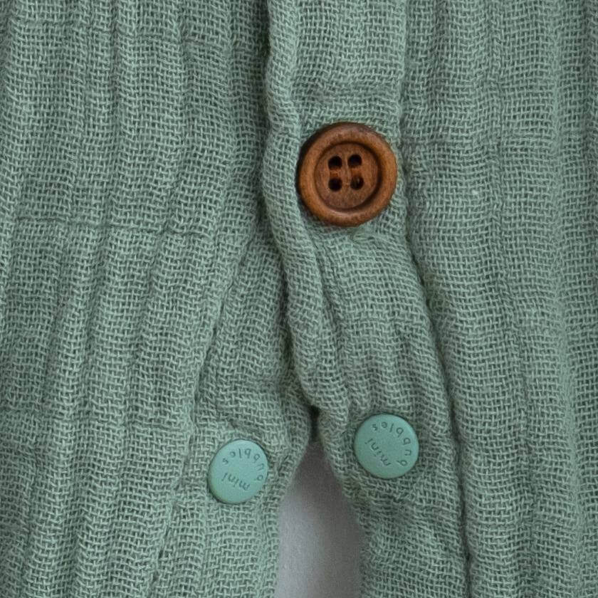 Baby Musselin Overall 100% Baumwolle in Grün- Details