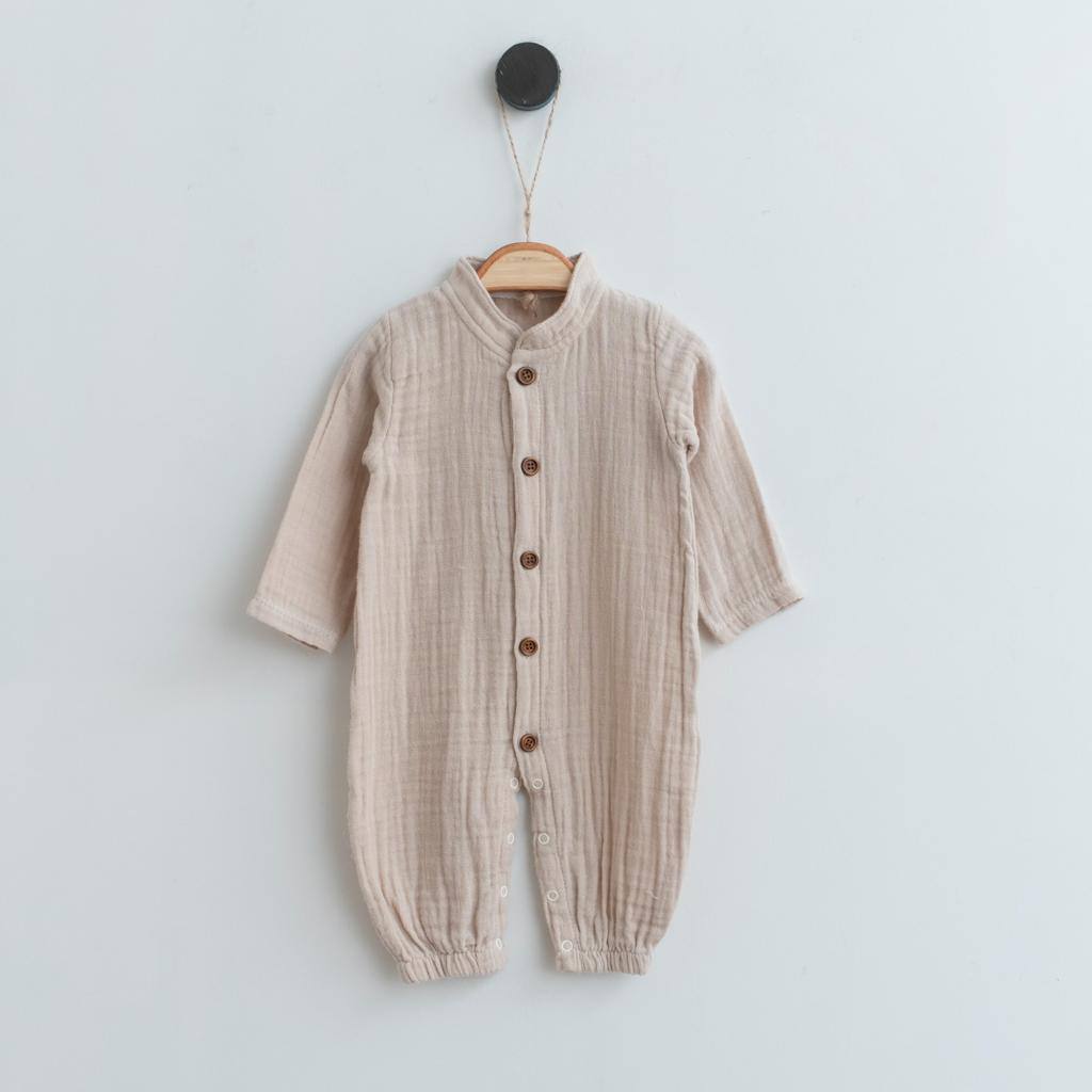 Baby Musselin Overall 100% Baumwolle in Beige