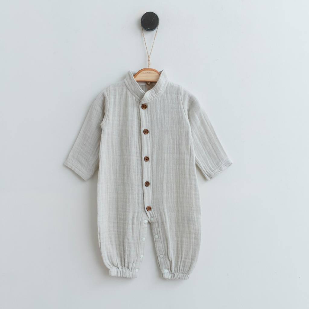 Baby Musselin Overall 100% Baumwolle in Grau