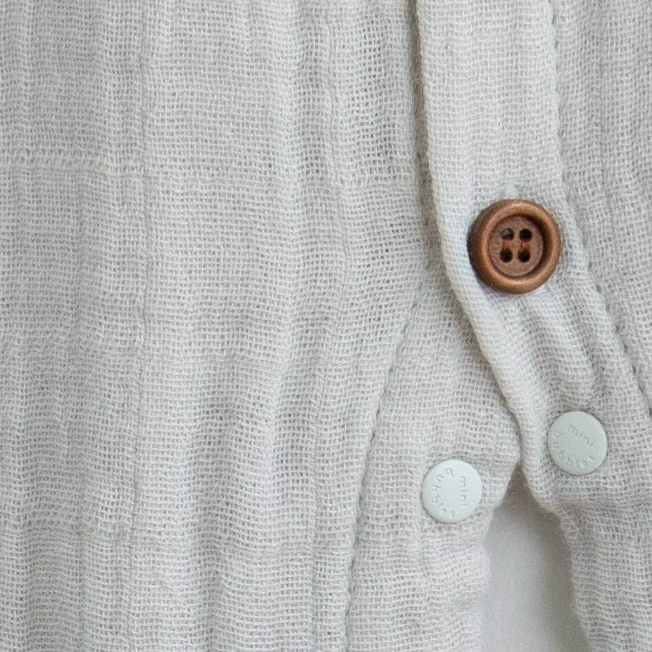 Baby Musselin Overall 100% Baumwolle in Grau- Details