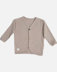 Cardigan in cotone waffle naturale - Beige