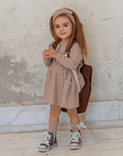 Abito in waffle naturale con fascia per capelli - Beige