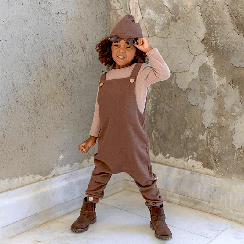 Natural Waffle Jumpsuit + Pullover + Mütze - 3er Set - Cheeky Nomads