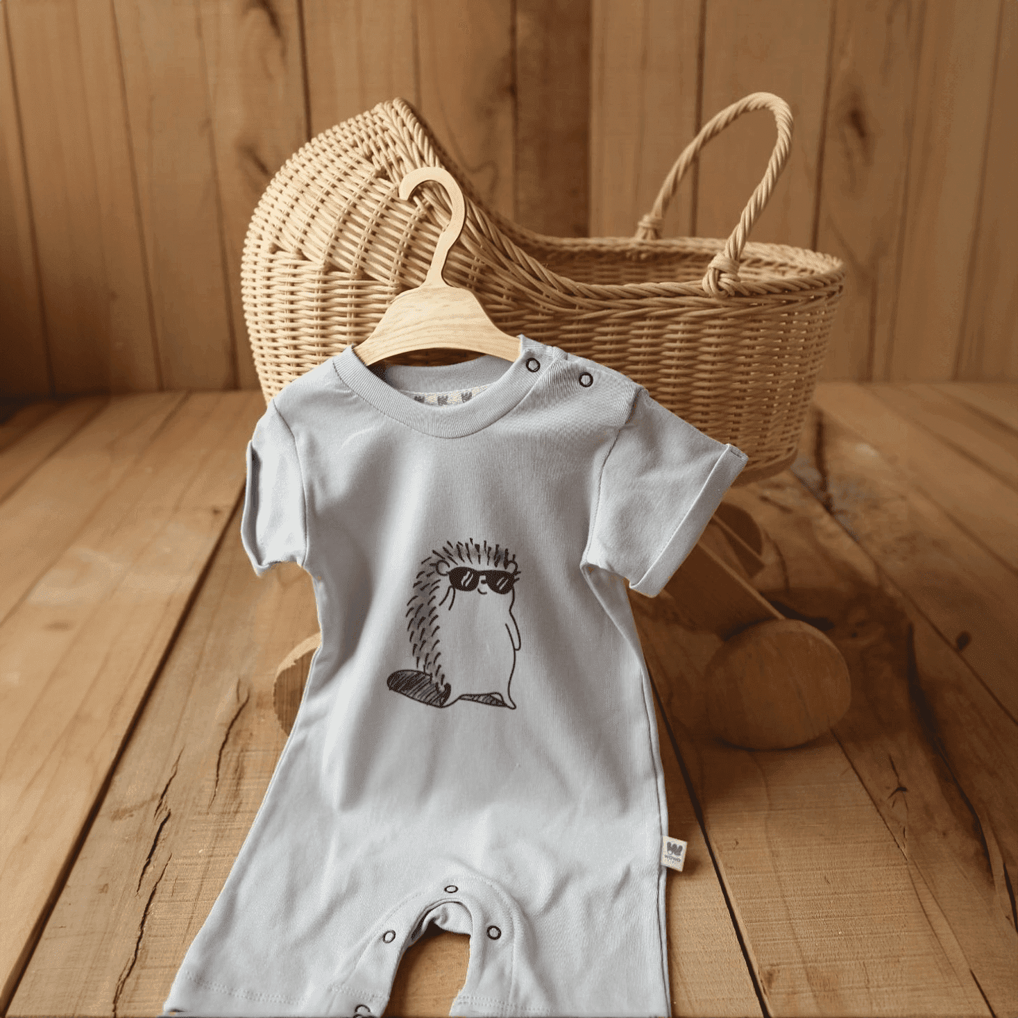 SunnyHog Cotton Cuddle Strampler - Hellgrau