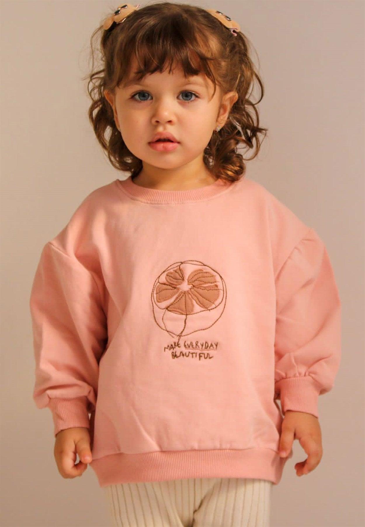 Fruit Embroidered Sweatshirt- Powder - Cheeky Nomads