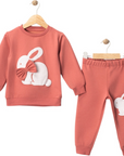 2-teiliges Mädchen Baby Set Trainingsanzug Bunny Bow (Oberteil & Hose)
