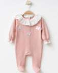 0/9 MONTHS GIRL BUTTERFLY EMBROIDERED WINTER OVERALLS