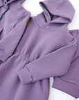 Robe à taille élastique et capuche à boutons-pression - Violet