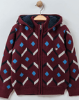 Jungen Kapuzenjacke aus Welsoft mit Zigzag-Muster