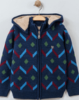 Jungen Kapuzenjacke aus Welsoft mit Zigzag-Muster