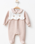 Baby Winter-Overall für Mädchen – Strick mit Bärenstickerei